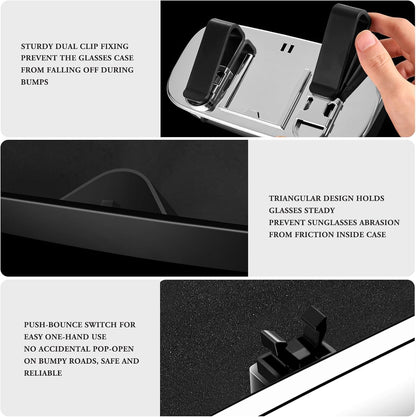 Sunglass Holder For Car Visor Clip With Push-Bounce Switch,Sunglass Case For Car With Plush Lining,Car Sunglass Holder Suitable For Truck And Sedan To Place Sunglass (Black)