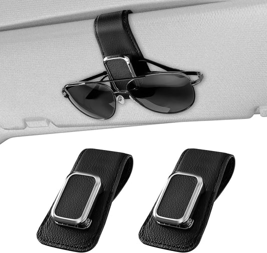 BMLEI Car Sunglasses Holder, Sun Visor Eyeglasses Clip, 2-Pack Black
