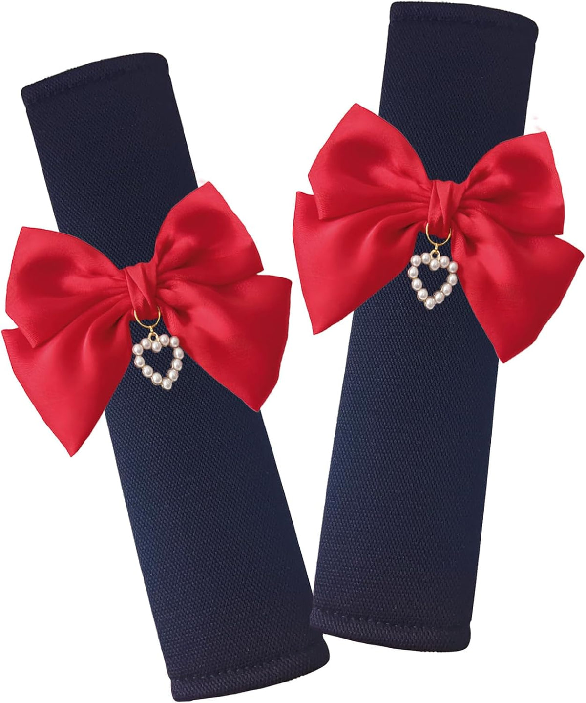 Fashion Big Bow Car Seat Belt Cover Shoulder Strap Pads (2 Pcs), Cute Car Accessories Seatbelt Covers Protector Universal (Red Bow Black Cover)