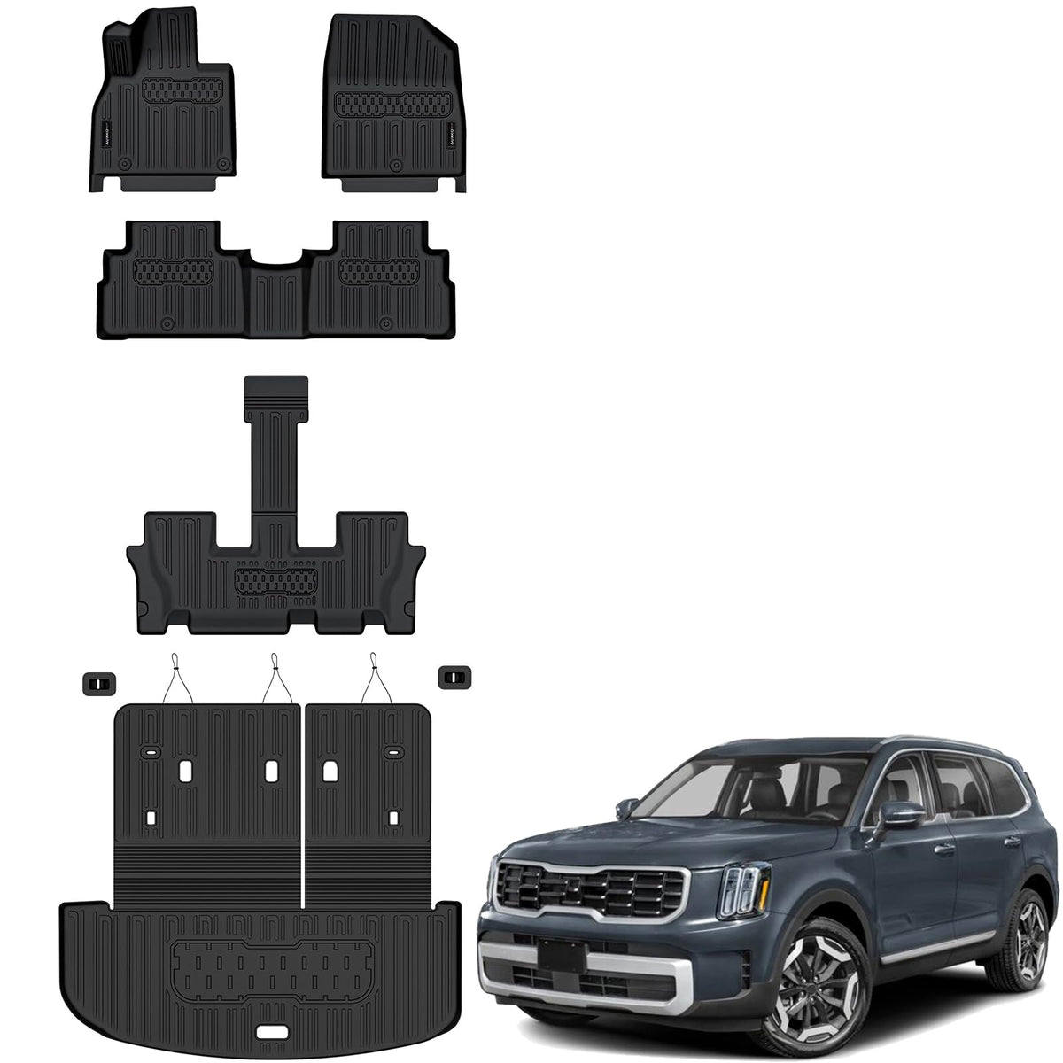 AUXKO Floor Mats Cargo Mat Backrest Mat for 2027 Kia Telluride Hybrid