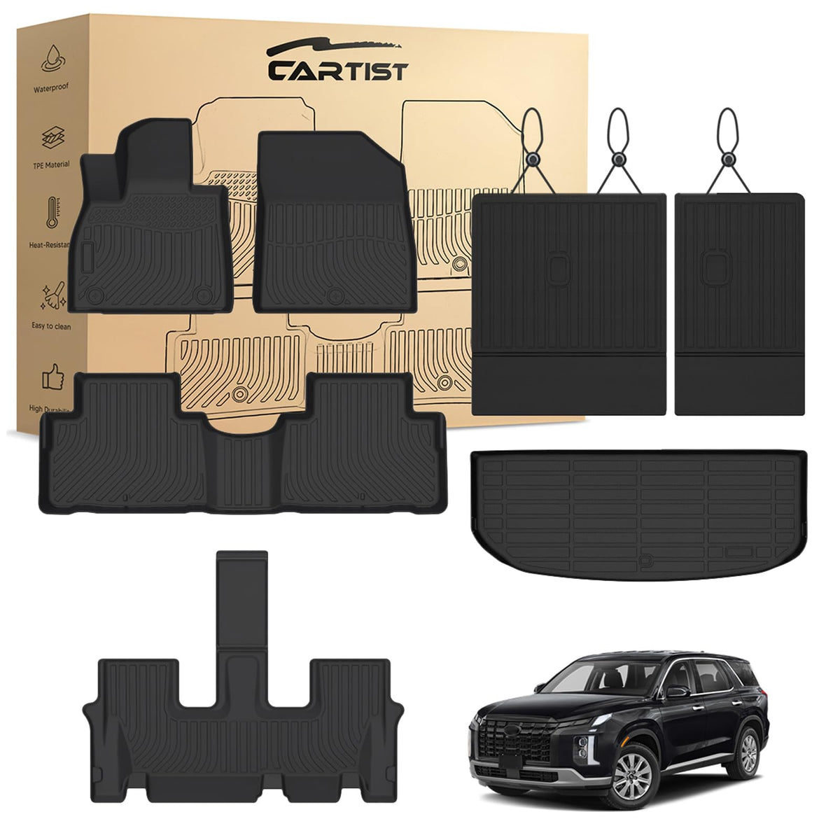 Cartist Floor Mats Fit for Honda HR-V HRV 2023 2024 2025 2026 (Include Hybrid) All Weather Floor Liners Front & 2nd Row Floor Mat for HRV Heavy Duty