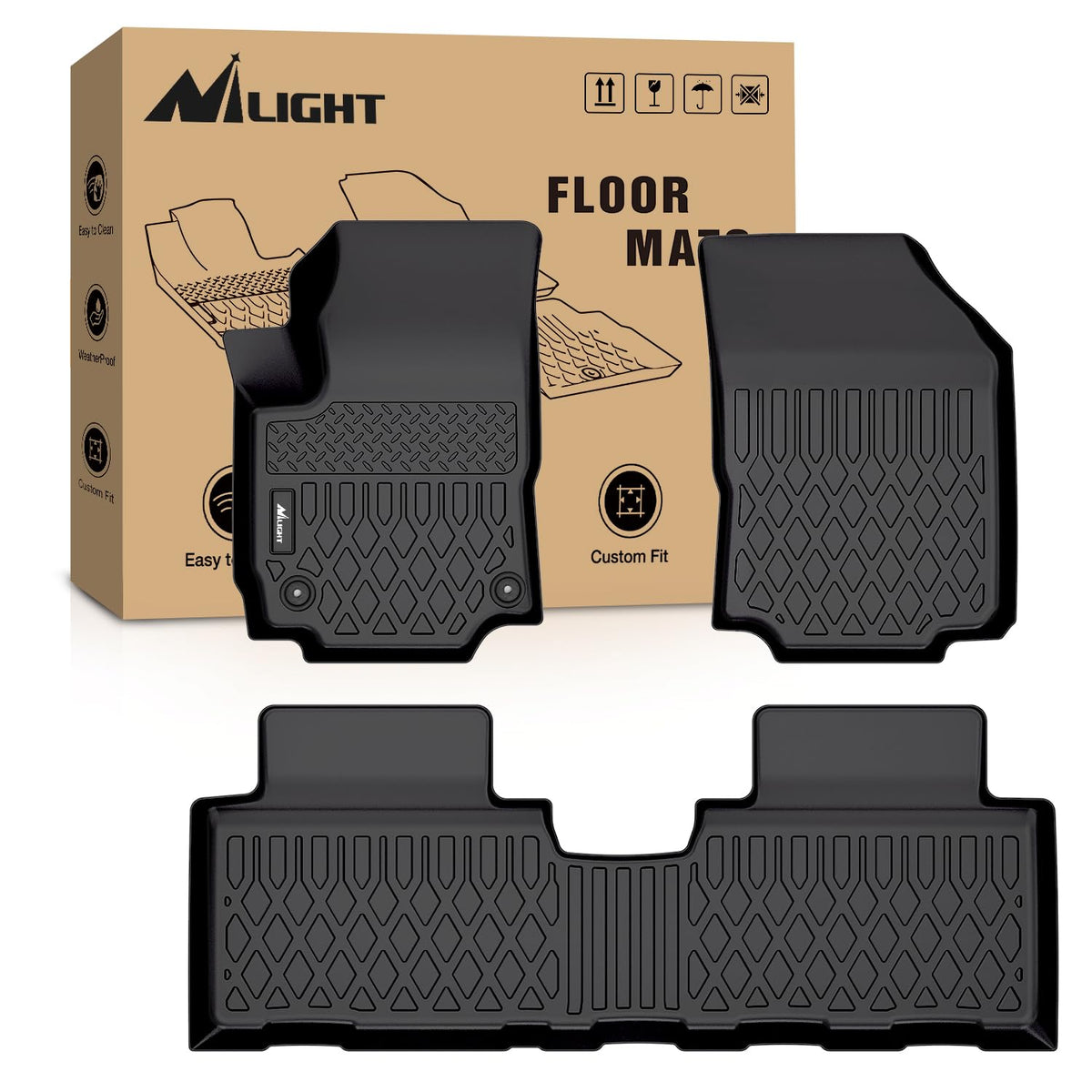 Nilight TPE Floor Mats for Chevy Silverado GMC Sierra Extended Cab