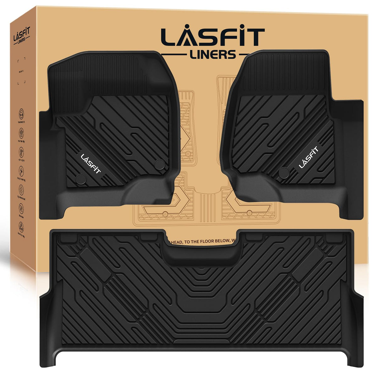 LASFIT Floor Mats for Ford F250 F350 F450 1999-2007 Crew Cab Carpet Floor