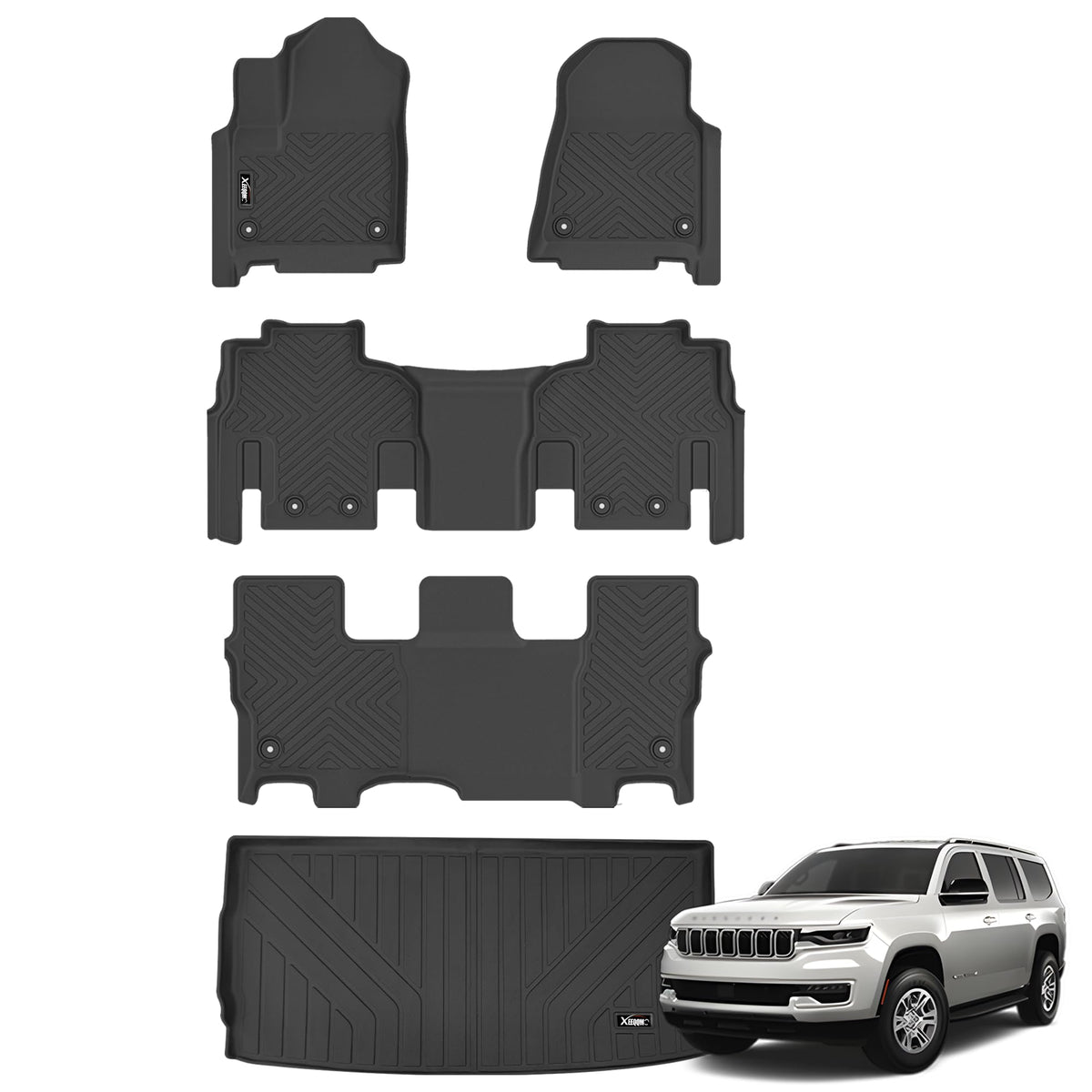 Floor Mats & Trunk Mat & Backrest Mat for 2024-2027 Chevy Traverse 7 Seats