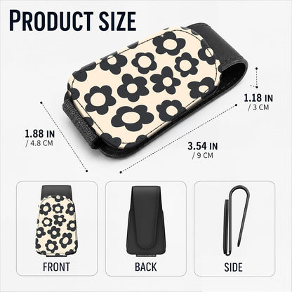 Leather Magnetic Sunglass Holder for Car Sun Visor, Cute Eyeglass Ticket Card Hanger Clip, Universal Auto Interior Accessories for SUV Pickup Truck, Beige Flower
