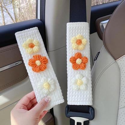 Cute Flowers Car Seat Belt Cover, Soft Seatbelt Cushion Pads, Shoulder Strap Protector, Car Accessories, Four Seasons Universal (4, Tulip)