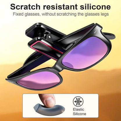 Veharvim Sunglass Holder for Car, 2 Pack, Metal Clip, One-Handed Operation