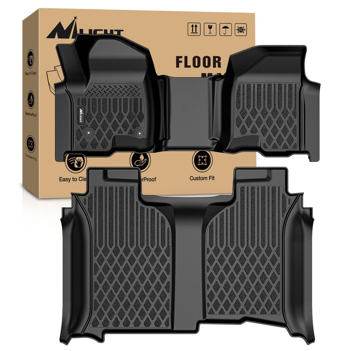 Nilight TPE Floor Mats for Chevy Silverado GMC Sierra Extended Cab