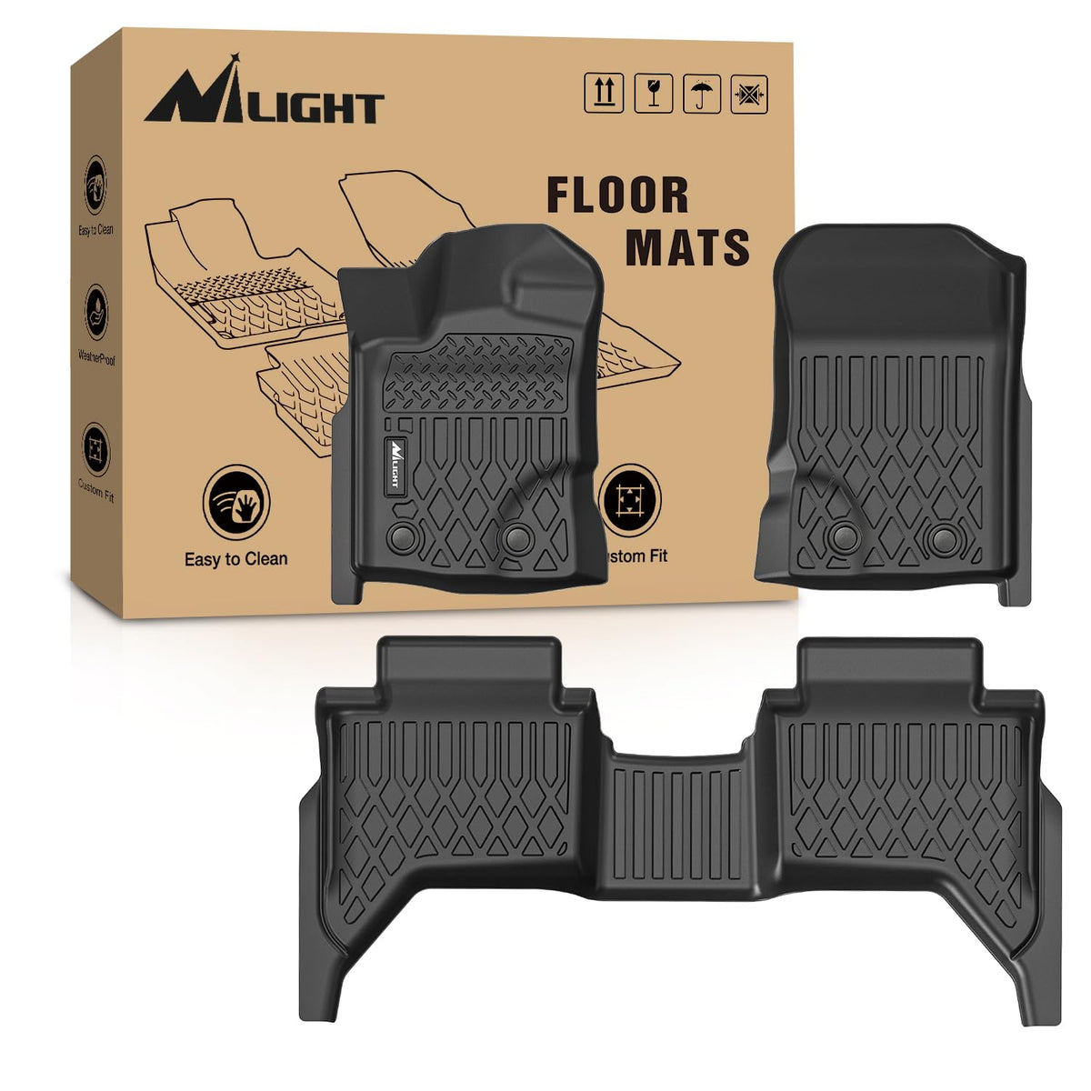 Nilight TPE Floor Mats for Ford F250 F350 F450 Super Duty Crew Cab
