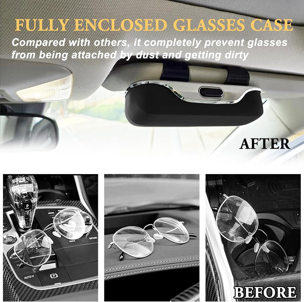 Sunglass Holder for Car Visor Clip, Car Sunglass Holder Case Black