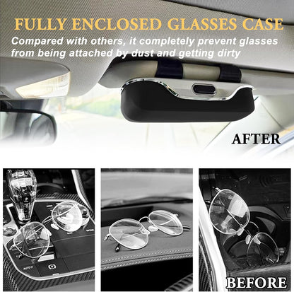 Sunglass Holder for Car Visor Clip, Car Sunglass Holder Case Black