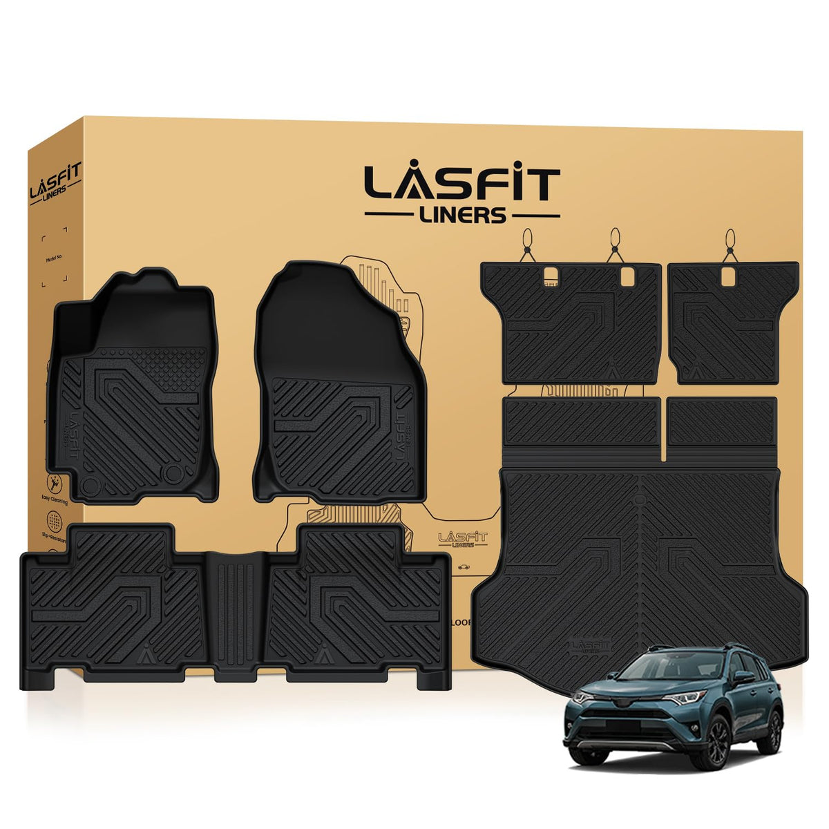 LASFIT Floor Mats for Toyota 4Runner 2013-2024 & for Lexus GX460 2014-2023