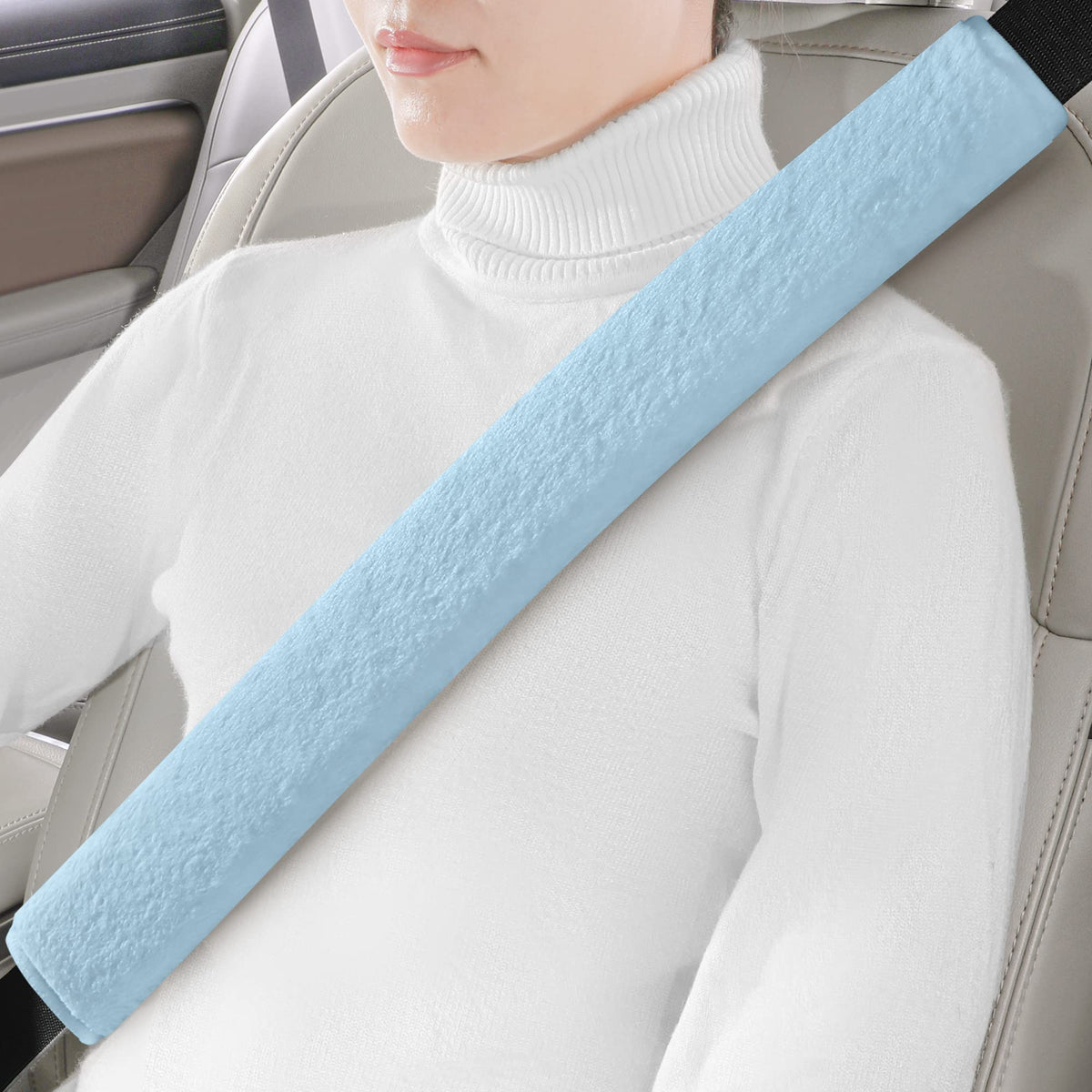 LACDL Extra Long Seatbelt Covers Super Soft Furry for Adults Kids Women & Men, Thick Plush Full Car Seat Belt Cushion, Fluffy Shoulder Pad Protector, Auto Interior Accessories, 1pc, Off White, 15.5in