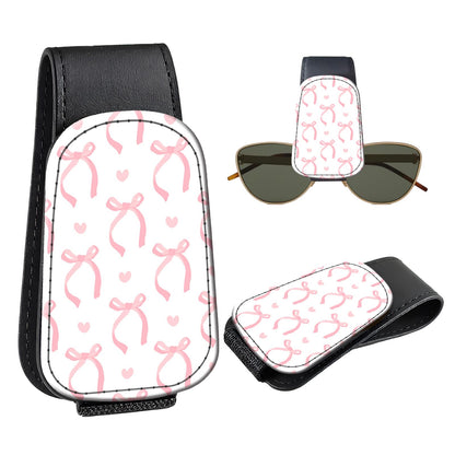 Leather Magnetic Sunglass Holder for Car Sun Visor, Cute Eyeglass Ticket Card Hanger Clip, Universal Auto Interior Accessories for SUV Pickup Truck, Dark Mushroom