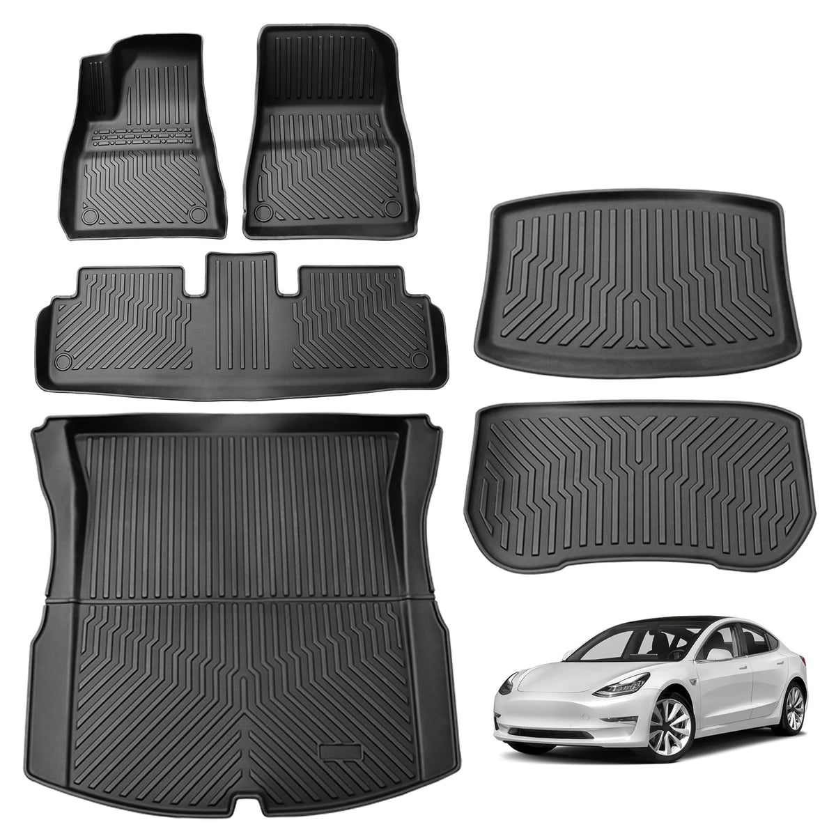 Car Floor Mats for 2012-2017 Chevy Equinox &GMC Terrain/Terrain Denali,All Weather TPE Full Set Includes 1st 2nd Row Front (for 12-17 Chevrolet Equinox/GMC Terrain/Denali)