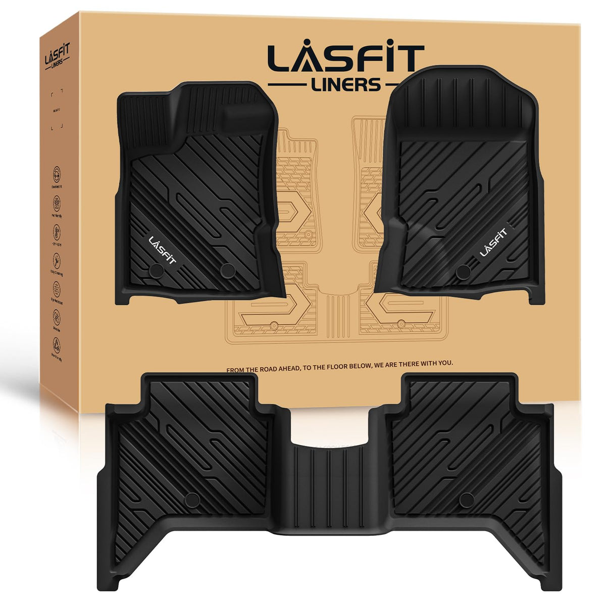 LASFIT Floor Mats for Ford F250 F350 F450 1999-2007 Crew Cab Carpet Floor