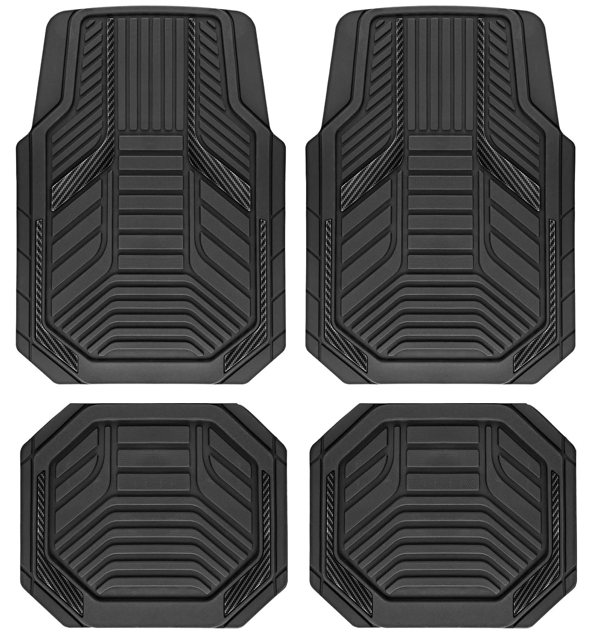 PIC AUTO Heavy Duty Rubber Floor Mats, Purple Aluminum Film Car Mats Set, Front and Rear Car Mats with Anti-Slip Backing, All Weather Protection, Trim-to-Fit for Automotive SUV, Sedan, Van