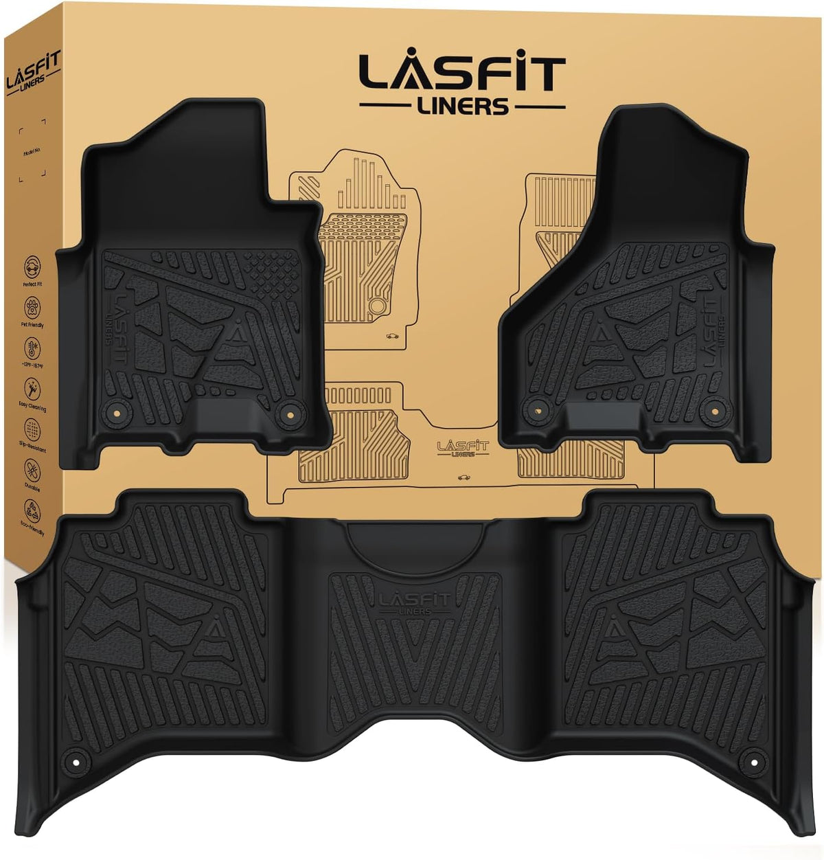 LASFIT Floor Mats for RAM 2500/3500 Crew Cab 2019-2026 2027 Bucket Seat