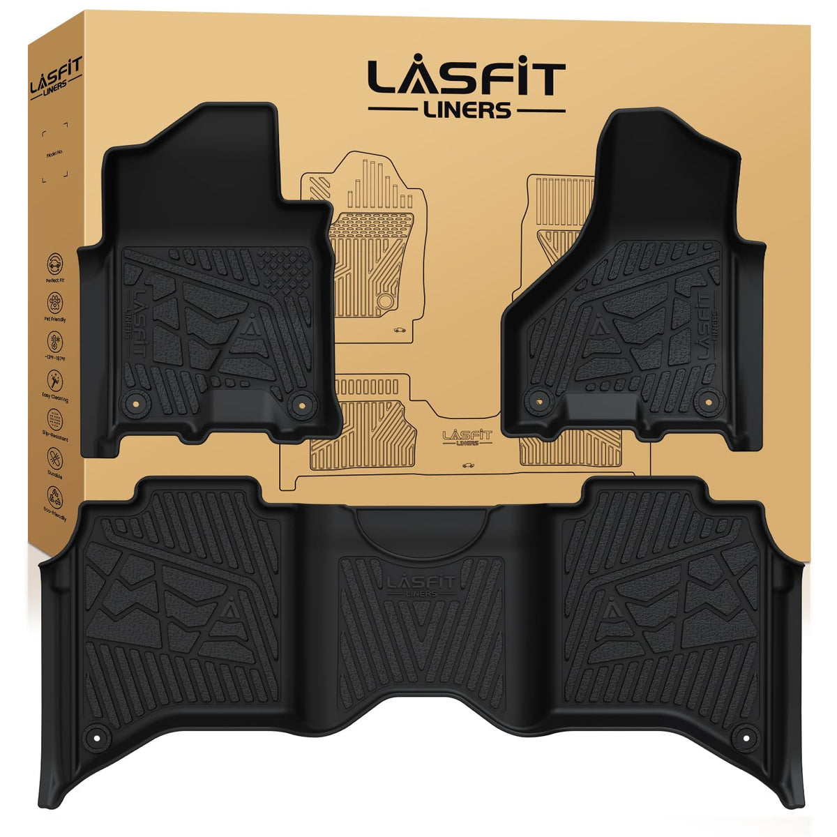 LASFIT Floor Mats for RAM 2500/3500 Crew Cab 2019-2026 2027 Bucket Seat