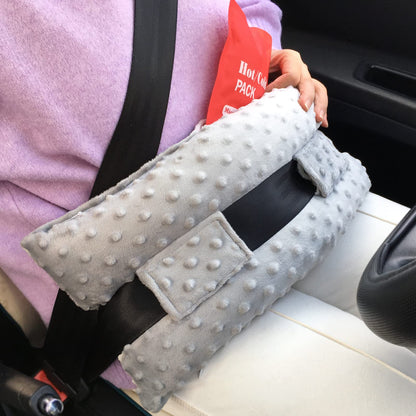 Hysterectomy Seatbelt Pillow for Post Surgery, Hysterectomy Recovery Must Have, Abdominal Pillows with Ice/Hot Pocket Tummy Tuck Cushions Seat Belt Padding Protectors, Minky Dot Denim Blue