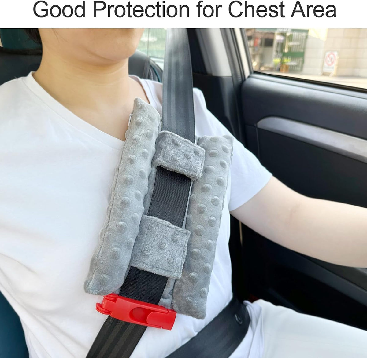 Chemo Port Pillows for Patients Seatbelt, Chemo Port Protector Pacemaker Seat Belt Cushion, Chemotherapy Must Haves Chemo Gifts Men Women Cancer, Minky Dot Gray
