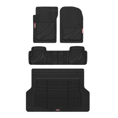 Motor Trend FlexTough™ Advanced Black Rubber Car Floor Mats – Heavy Duty Trim to Fit All Weather Floor Mats for Cars Truck SUV - Automotive Car Interior Floor Liner Protection - Universal Fit