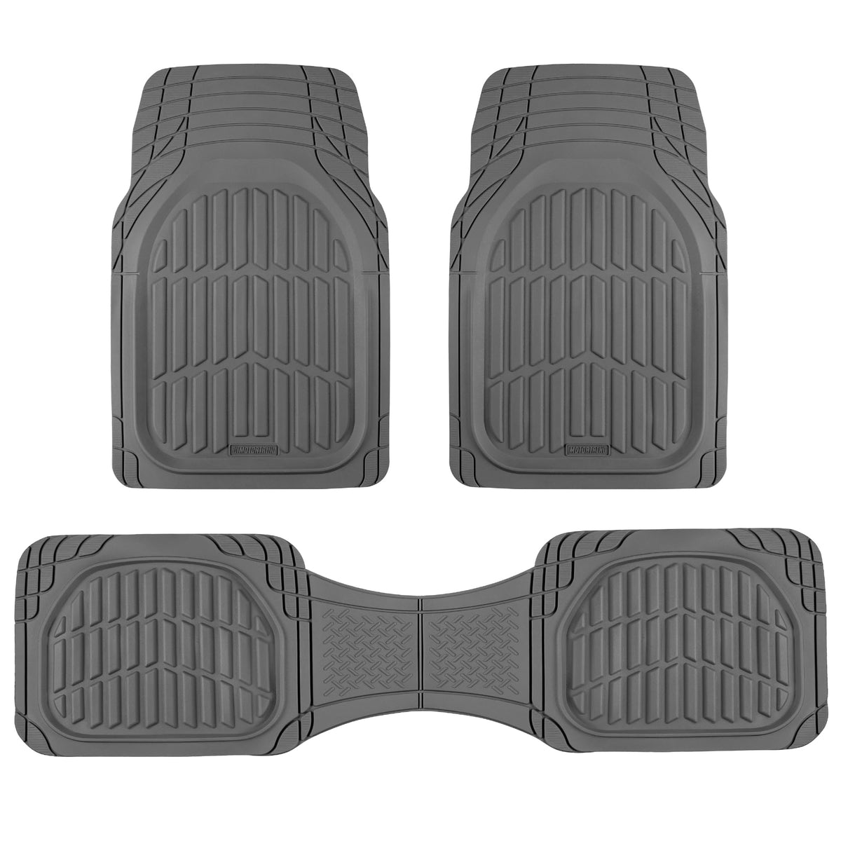 Motor Trend FlexTough LITE Rubber Car Mats Full Set - All Weather Floor Mats for Cars & SUVs - Automotive Waterproof Black Car Floor Mats for Cars Interior Accessories Universal Trim-to-Fit