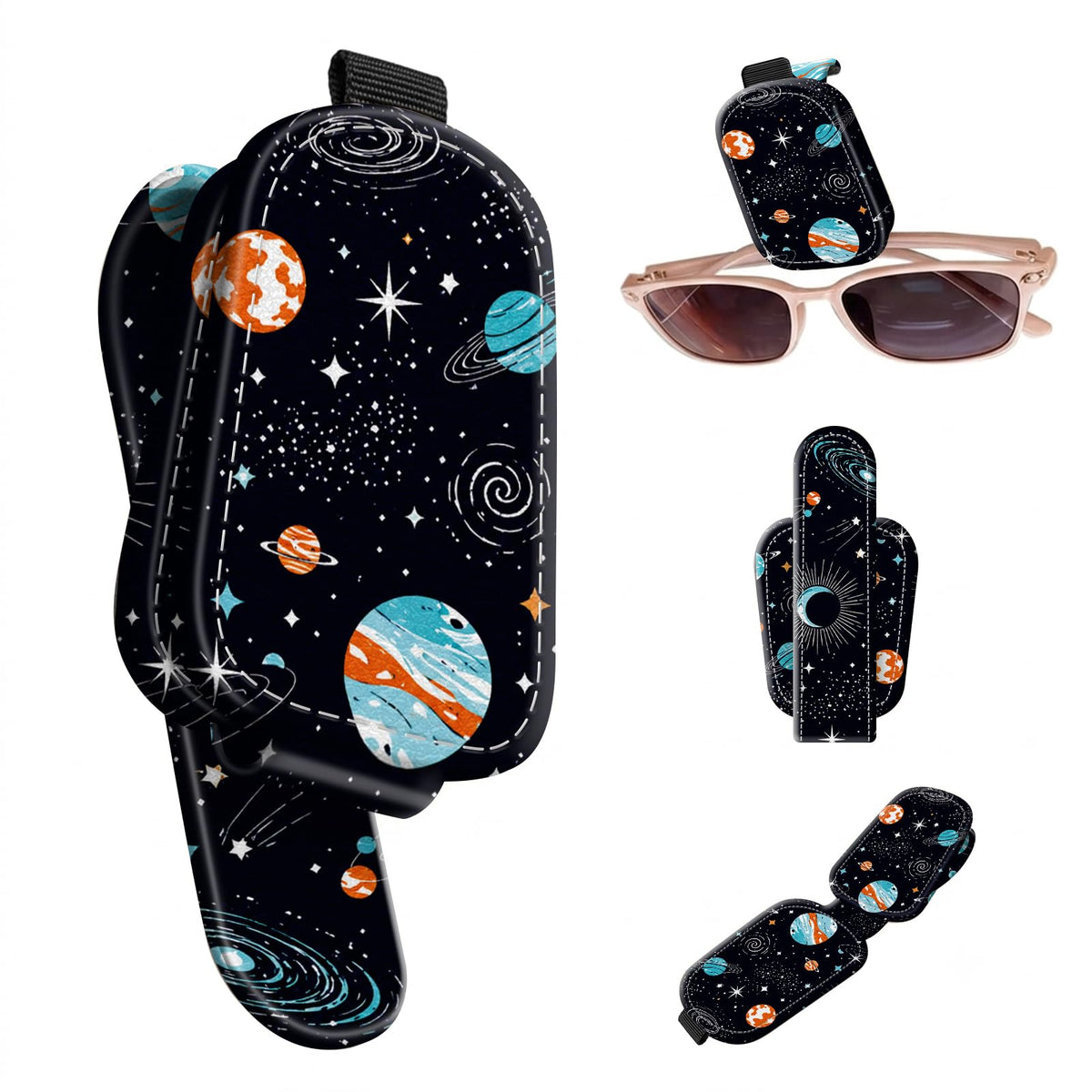 Sunglasses Holder for Car Visor, PU Leather Glasses Clip Organizer, Cute Magnetic Eyeglass Holder for Vehicle Sun Visor, Car Interior Accessory for Women & Men, Paw Hearts