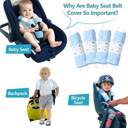 4 Packs Baby Car Seat Straps Cover Shoulder Pads for Baby, Baby Car Seat Belt Pads Seat Belt Covers for All Car Seats/Pushchair/Stroller (5.9‘’X2‘’in)