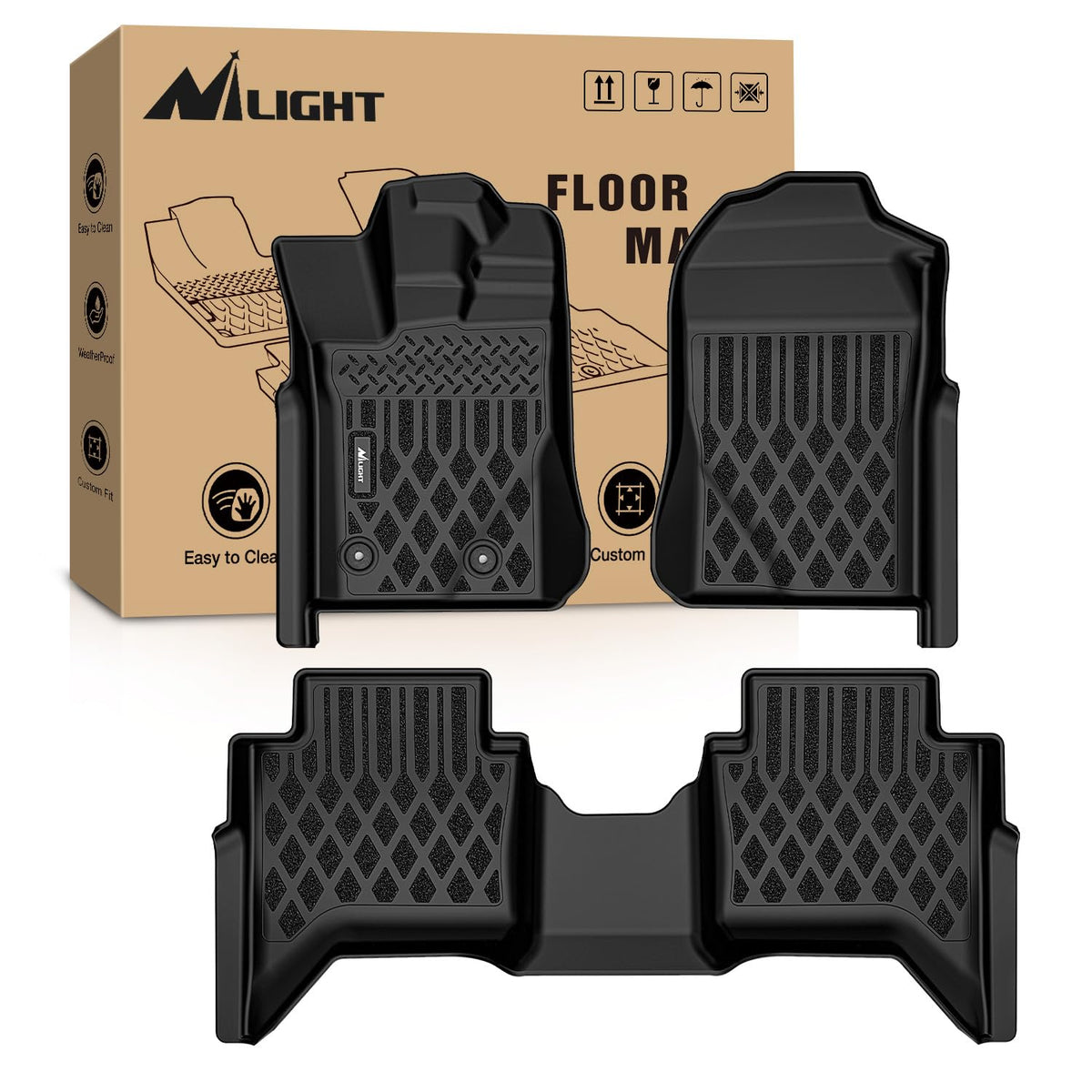 Nilight TPE Floor Mats for Ford F250 F350 F450 Super Duty Crew Cab