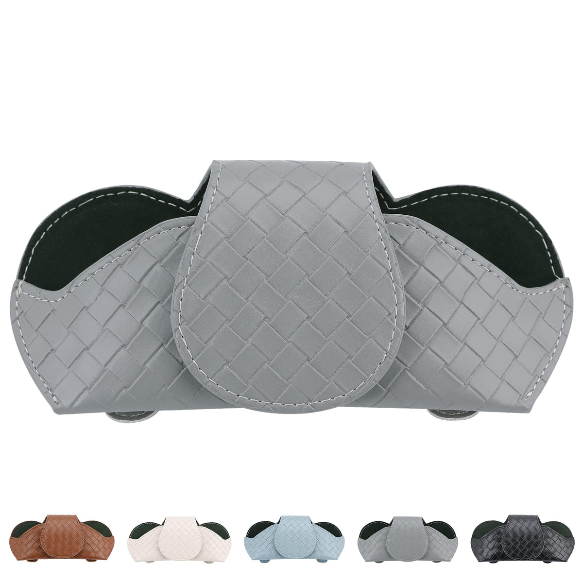 KINIVA Sunglasses Holder for Car Visor Leather Glasses Case with Clips for Car Visor Automotive Interior Visor Accessories Apply to All Car Models (10 Brown)