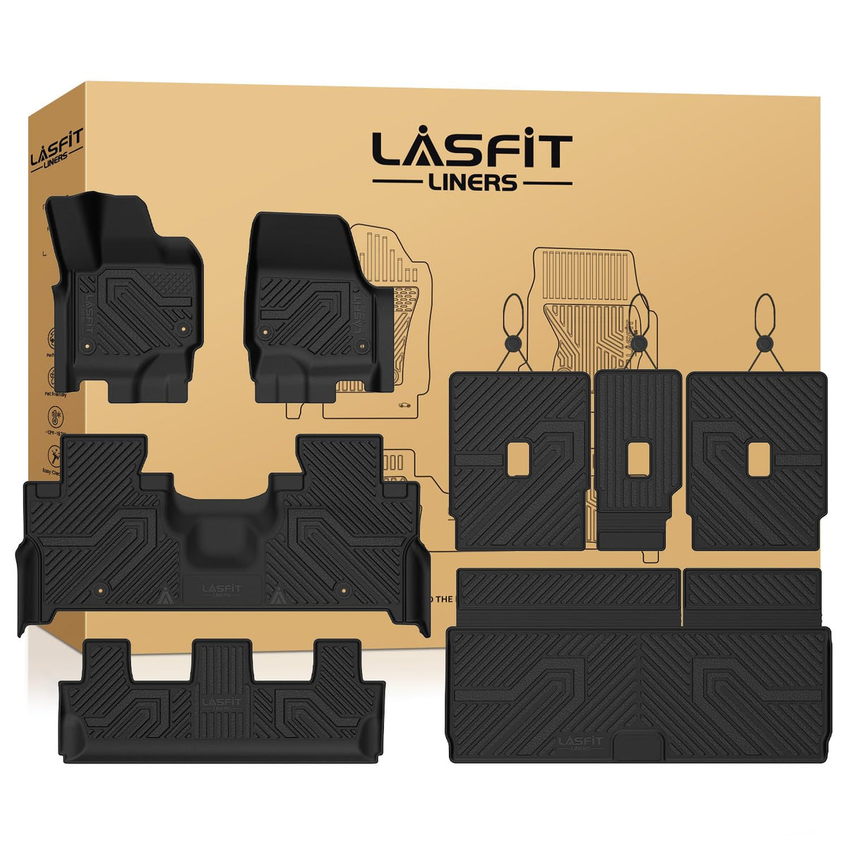 LASFIT Floor Mats for Ford F250 F350 F450 1999-2007 Crew Cab Carpet Floor