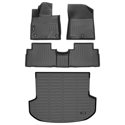 HAFIDI® Floor Mats & Cargo Liner Set Fit for 2023-2027 Kia NIRO & NIRO Hybrid (Not for NIRO EV &NIRO PHEV) All Weather Protection TPE Anti-Slip Floor Liners Custom Accessories -Black