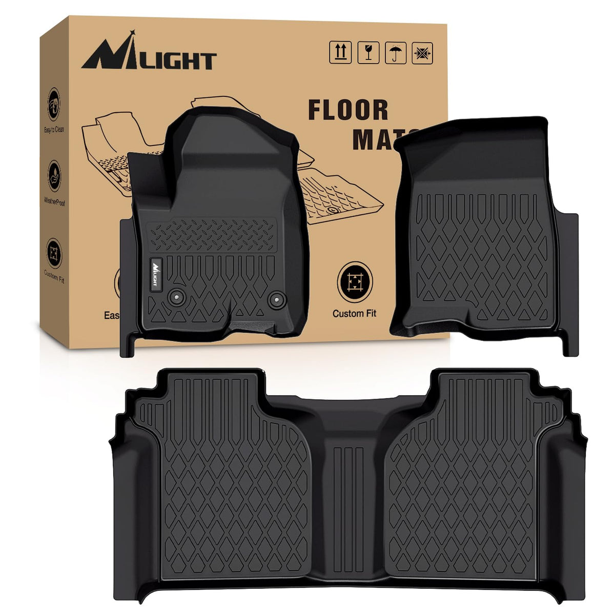 Nilight TPE Floor Mats for Chevy Silverado GMC Sierra Extended Cab
