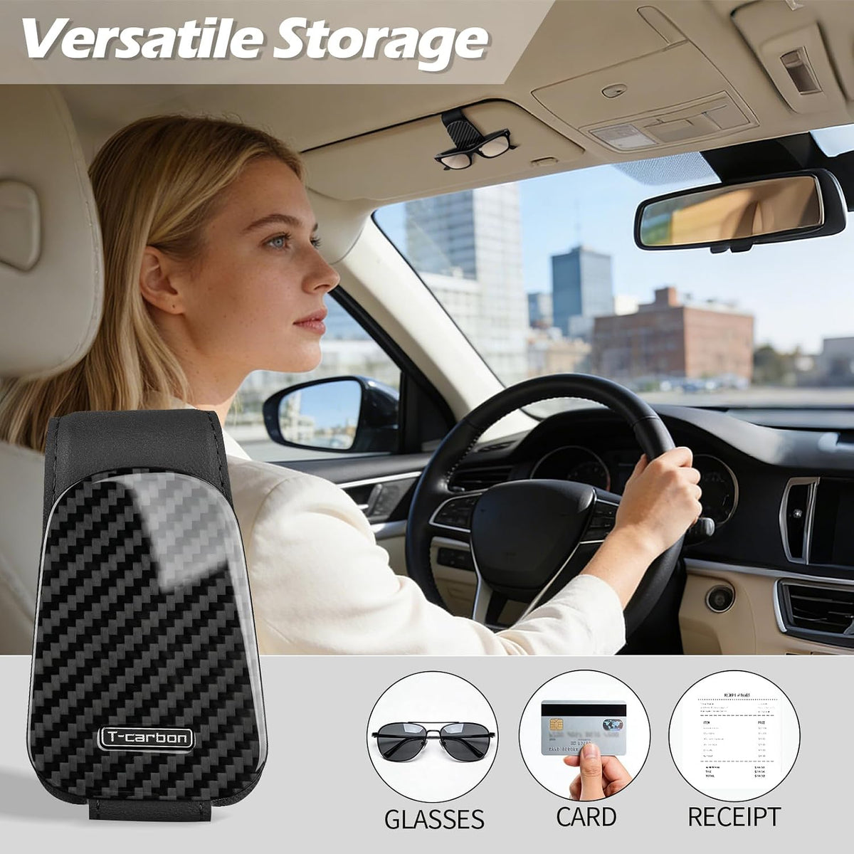 T-carbon Sunglass Holder for Car Sun Visor