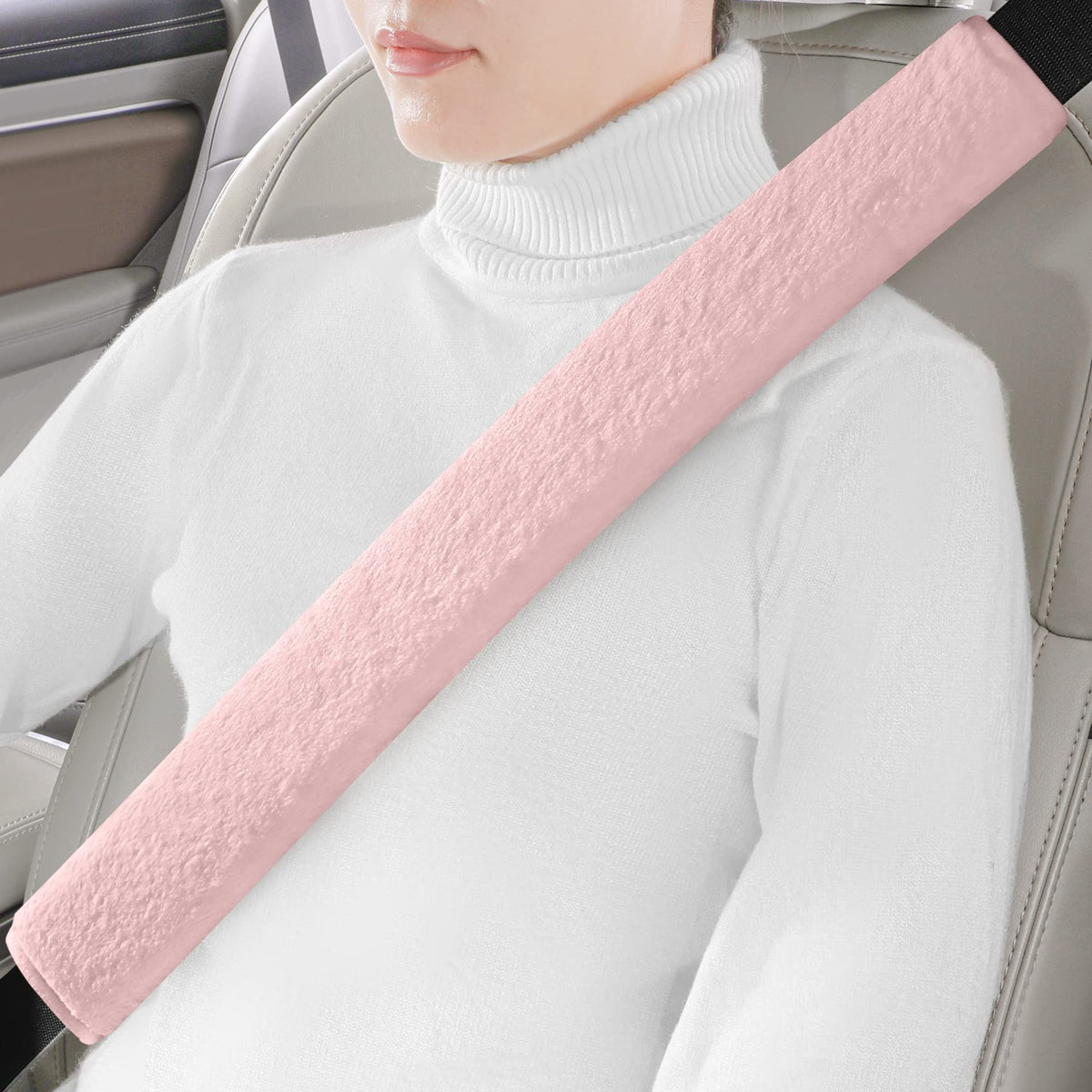 LACDL Extra Long Seatbelt Covers Super Soft Furry for Adults Kids Women & Men, Thick Plush Full Car Seat Belt Cushion, Fluffy Shoulder Pad Protector, Auto Interior Accessories, 1pc, Off White, 15.5in