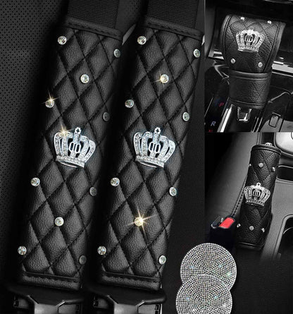 2PCS Bling Car Seatbelt Strap Covers for Women Girls - Crystal Rhinestone Velvet Shoulder Pad Protector - Diamond Shine Safety Shoulder Pad, Car Decor Interior Accessories