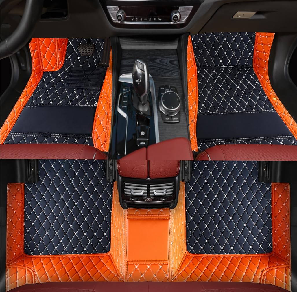 Custom Personalized Floor Mats for Cars，Luxury Full Coverage All Weather Car Floor Mats，Anti-Slip Leather Car Mat Set ，Custom Floor Mats for 99% of Cars, Trucks & SUVs (Pure Black)