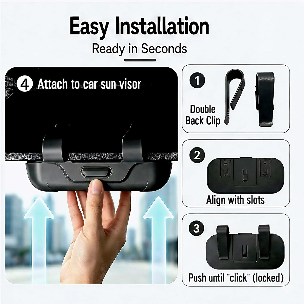 Car Sun Visor Sunglasses Holder,Black ABS Eyeglasses Case