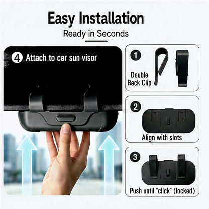 Car Sun Visor Sunglasses Holder,Black ABS Eyeglasses Case