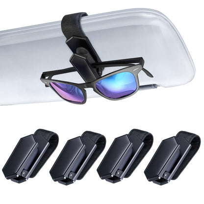 Veharvim One-Handed-Operation Sunglasses Holder for Car, Visor Sunglass Holder Clip, Car Accessories Interior, Universal Fit Silicone Padded Visor Sunglass Holder Car, Unmatched Durability (2 Pack)
