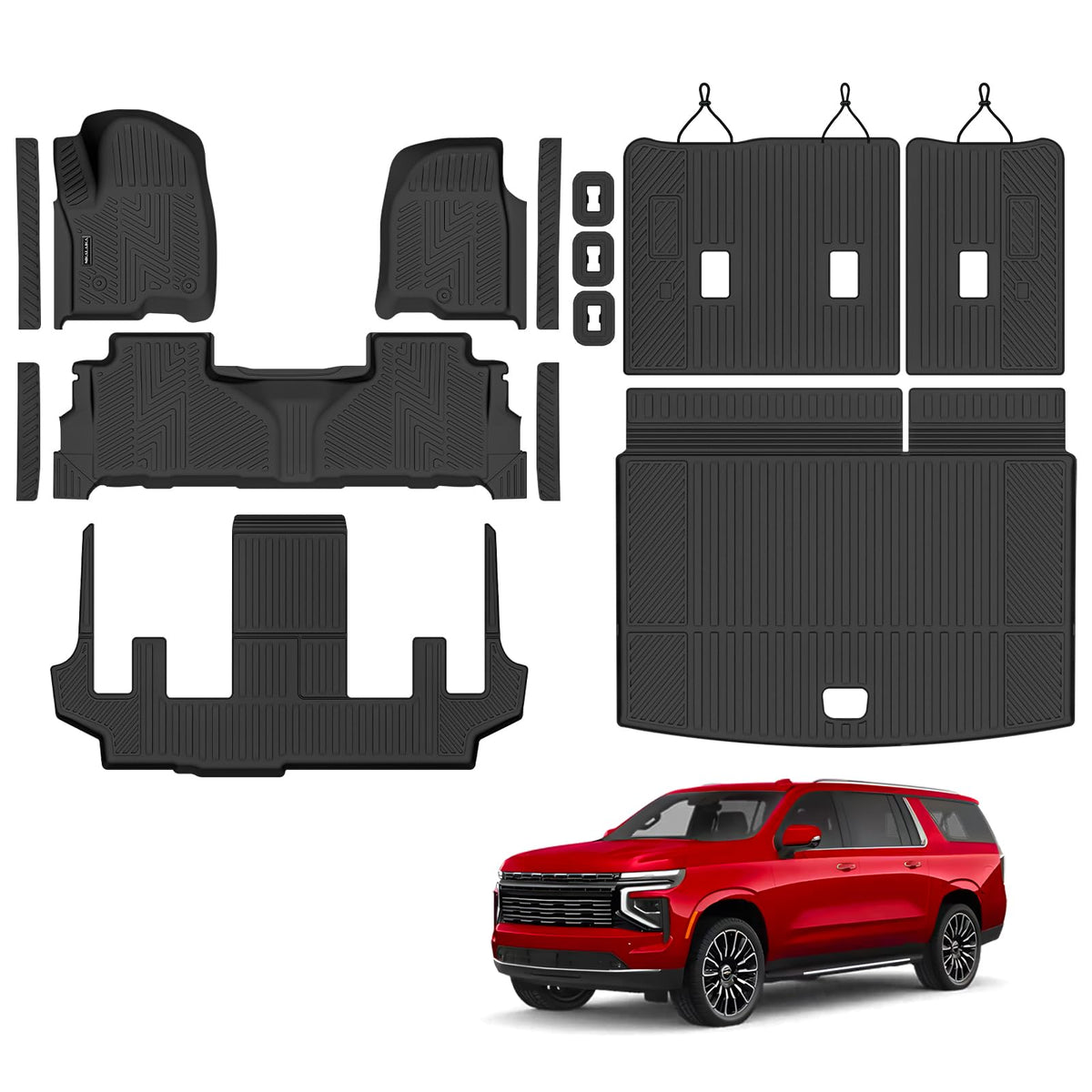 Floor Mats & Cargo Liner for 2022-2026 Jeep Wagoneer 8 Passenger (Non L/S)