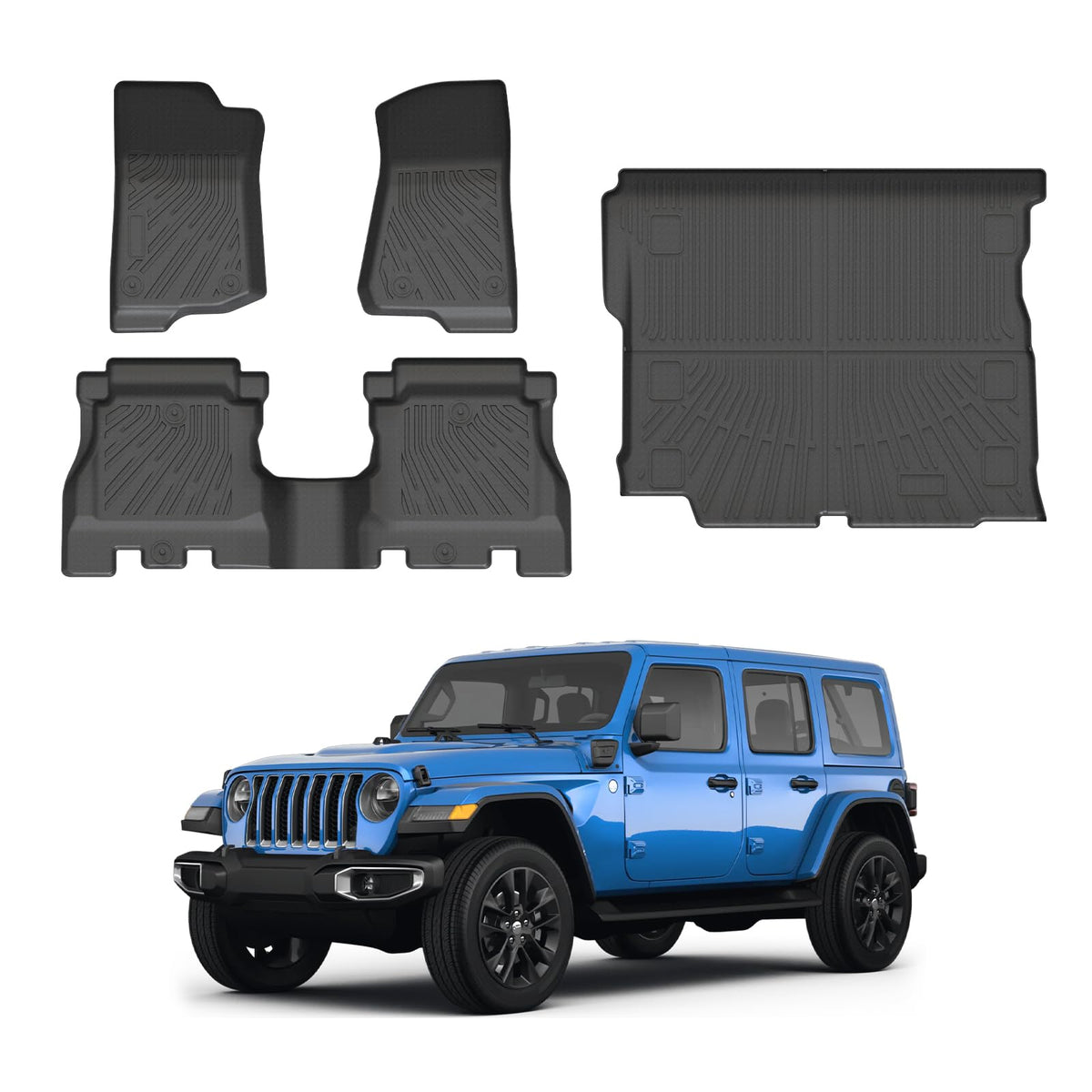 Powerty Floor Mats for 2019-2024 2025 Toyota RAV4 Accessories All Weather Floor Liner 3D TPO 1st & 2nd Row Floor Mat Heavy-Duty Floor Liners(FIT All Models)