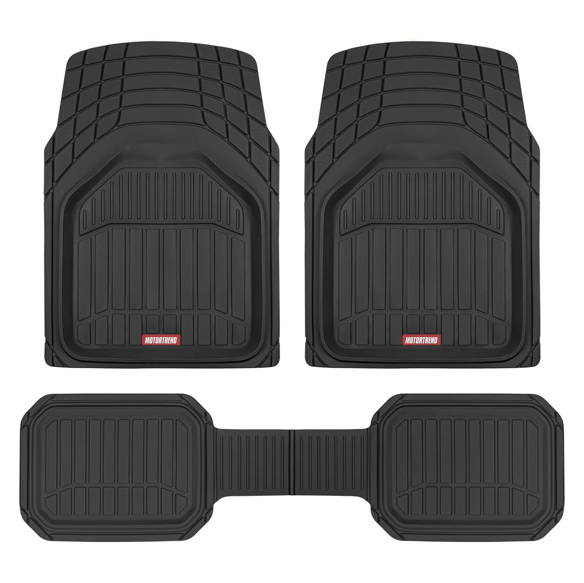 Motor Trend 943-BK FlexTough Defender Car Floor Mats -Next Generation Deep Dish Heavy Duty Contour Liners for Car SUV Truck & Van-All Weather Protection, Trim to Fit Most Vehicles Black