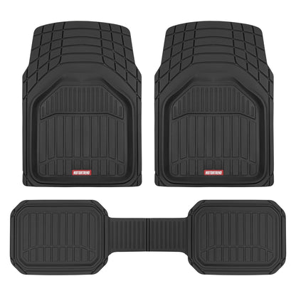 Motor Trend 943-BK FlexTough Defender Car Floor Mats -Next Generation Deep Dish Heavy Duty Contour Liners for Car SUV Truck & Van-All Weather Protection, Trim to Fit Most Vehicles Black