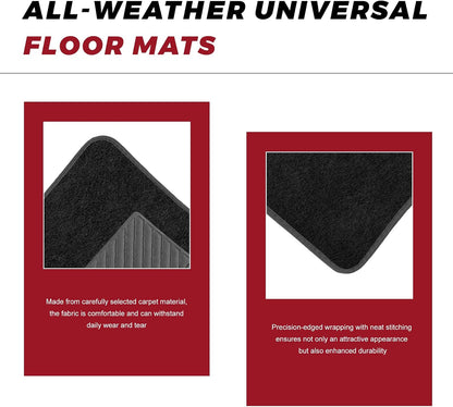 4 PCS Car Floor Mats, Anti-Slip Front & Rear Auto Protective Carpets with Driver Heel Pad, Universal All Weather Floor Mat Classic Matching Heel Pad for Car Truck SUV (Black)