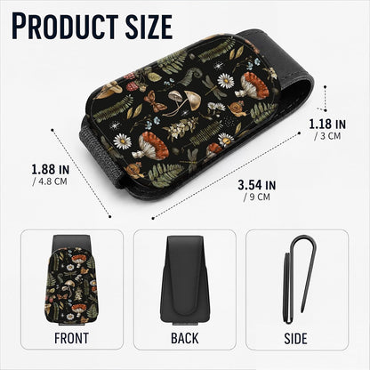 Leather Magnetic Sunglass Holder for Car Sun Visor, Cute Eyeglass Ticket Card Hanger Clip, Universal Auto Interior Accessories for SUV Pickup Truck, Dark Mushroom