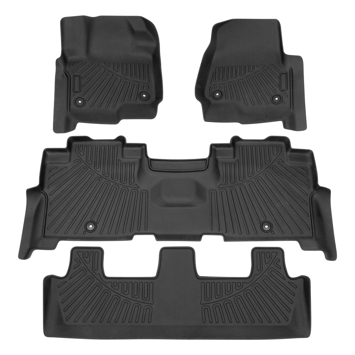 Powerty Floor Mats for 2019-2024 2025 Toyota RAV4 Accessories All Weather Floor Liner 3D TPO 1st & 2nd Row Floor Mat Heavy-Duty Floor Liners(FIT All Models)