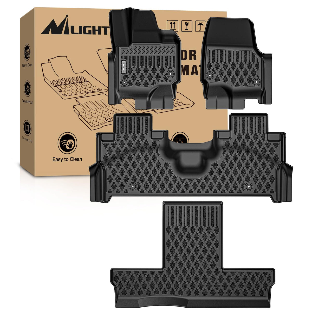 Nilight TPE Floor Mats for Ford F250 F350 F450 Super Duty Crew Cab