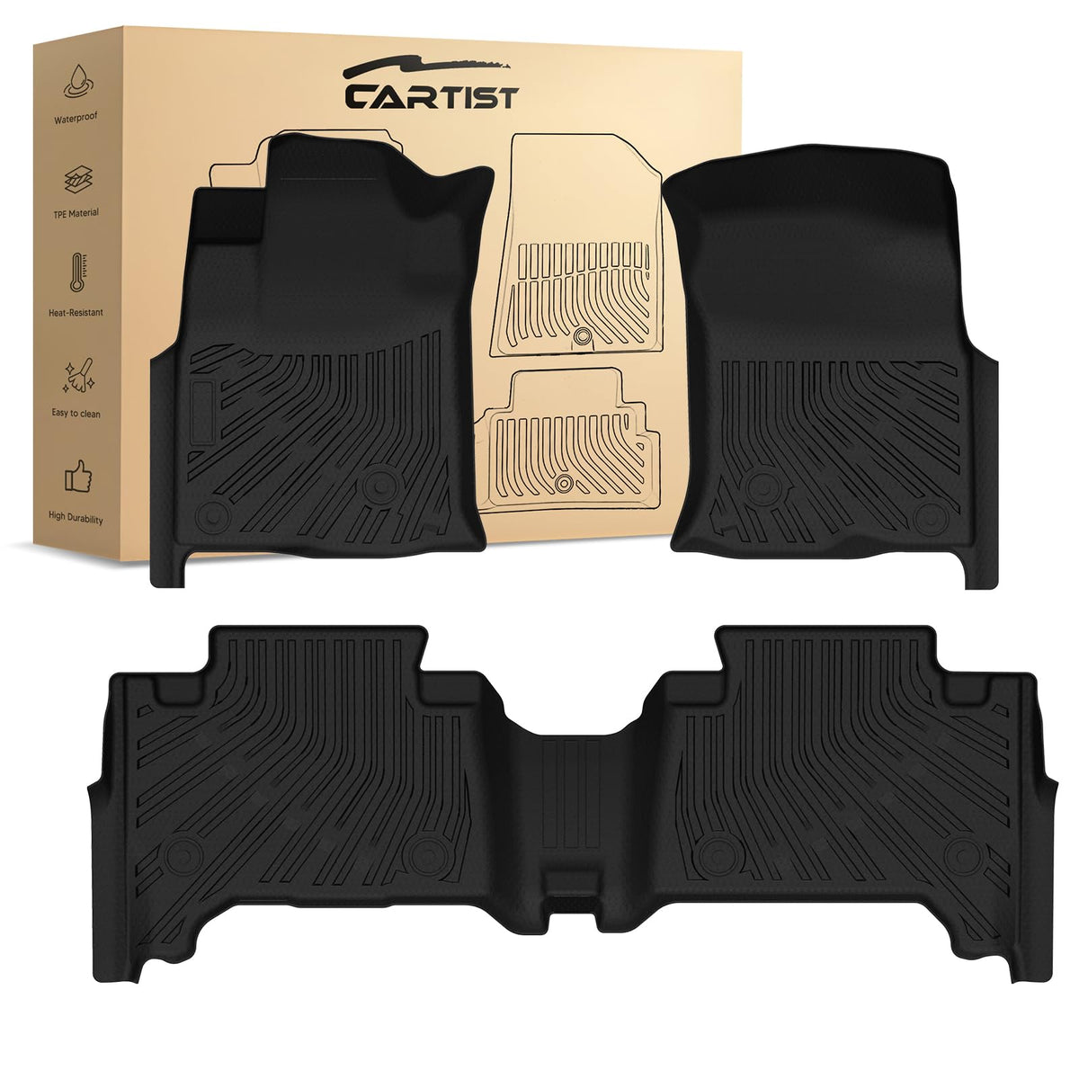 Cartist Floor Mats Fit for Honda HR-V HRV 2023 2024 2025 2026 (Include Hybrid) All Weather Floor Liners Front & 2nd Row Floor Mat for HRV Heavy Duty